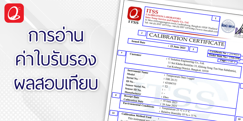 การอ่านค่าใบรับรองผลสอบเทียบ